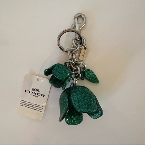 Coach New York Green Flower Keychain - Picture 2 of 8